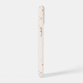 ドットと三角形の紙吹雪パターン iPhone 15ケース (右側面)