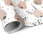 ドットと星の可愛いクリスマストナカイ ラッピングペーパー (ロールコーナー)