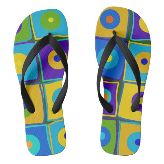 ドットと正方形 ビーチサンダル (フットベッド)