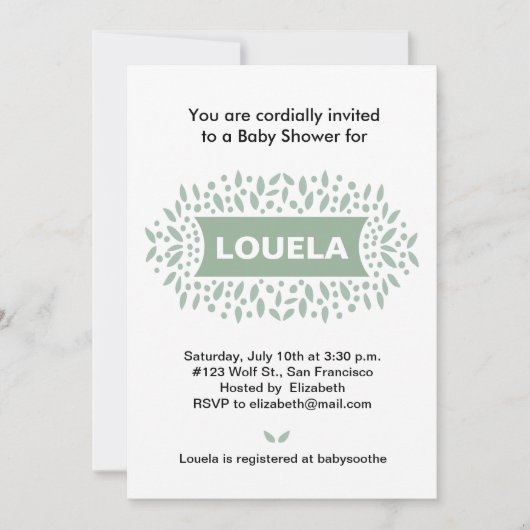 ドットと赤葉ちゃんシャワー 招待状 (正面)