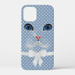 ドットに弓を付けた猫顔 iPhone 12 MINI ケース