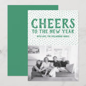 ドットのお祝い ニューミニフォトカード | グリーン シーズンカード (正面/裏面)