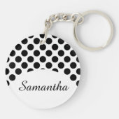 ドットのシームレスなパターン黒+背面 キーホルダー (裏面)