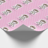 ドットのスニーカーを履いた花嫁のスティックガール ラッピングペーパー (角)