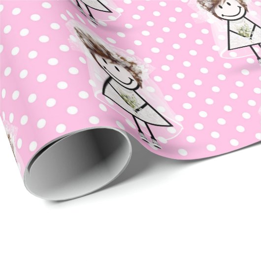 ドットのスニーカーを履いた花嫁のスティックガール ラッピングペーパー (ロールコーナー)