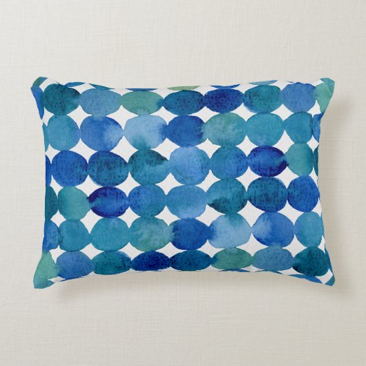 ドットのパターン – 青と緑 アクセントクッション (正面)