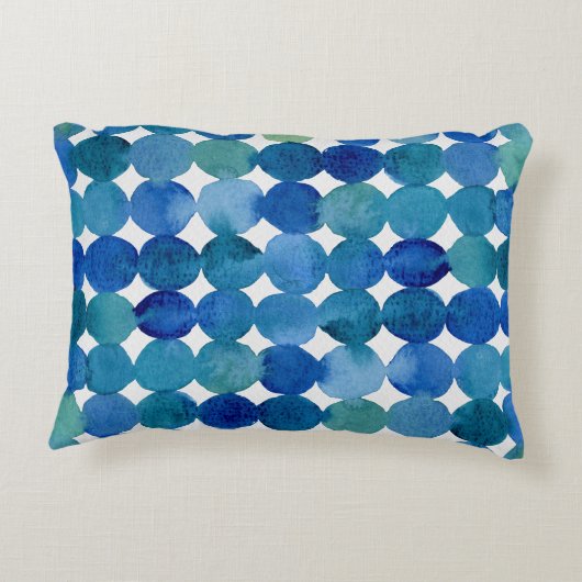 ドットのパターン – 青と緑 アクセントクッション (裏面)