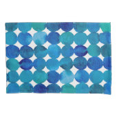 ドットのパターン – 青と緑 枕カバー (正面)