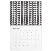 ドットの多い白黒の背景 カレンダー (3月 2027)