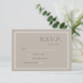 ドットの白 タウペ ミニマル ウェディング RSVP 招待状 (スタンド正面)