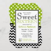 ドットアップルグリーンシェブロン スイート16 招待状 (正面/裏面)