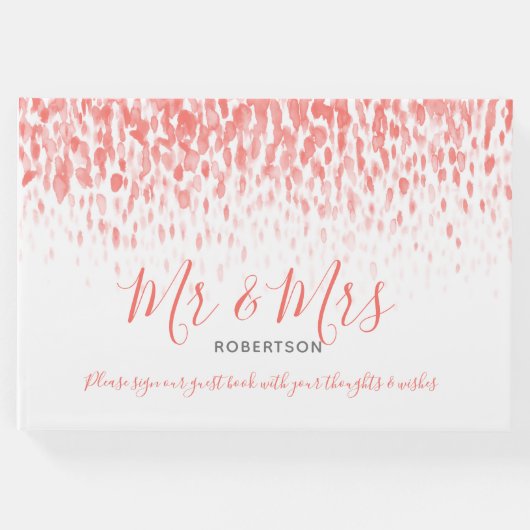 ドットアートカスケードカスタムコーラルオ結婚レンジズ ゲストブック (正面)