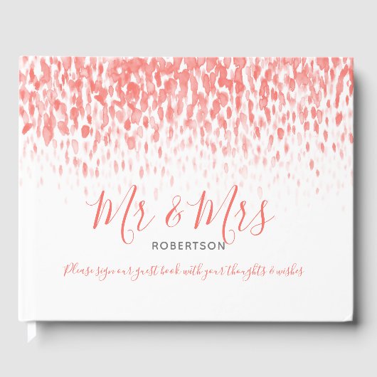 ドットアートカスケードカスタムコーラルオ結婚レンジズ ゲストブック (正面)