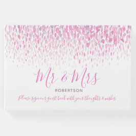 ドットアートカスタムカスケードピンク紫グレー結婚ズ ゲストブック