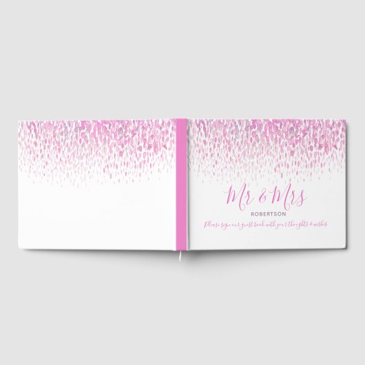 ドットアートカスタムカスケードピンク紫グレー結婚ズ ゲストブック (全面)