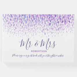 ドットアートカスタムカスケード結婚紫色 ゲストブック