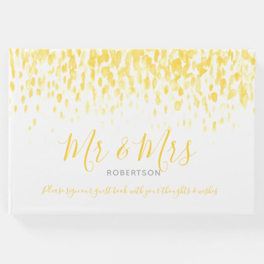 ドットアートカスタムカスケード結婚黄色 ゲストブック (正面)