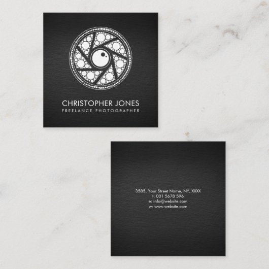 ドットアートカメラのシャッター写真家 スクエア名刺 (正面/裏面)