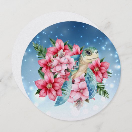 ドットアートセンターかわいいウミガメのノートカードを挿入 サンキューカード (正面/裏面)