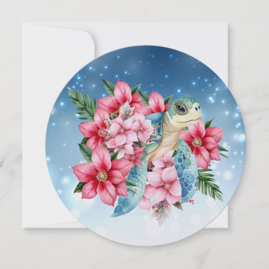 ドットアートセンターかわいいウミガメのノートカードを挿入 サンキューカード (正面)