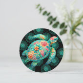 ドットアートセンター挿入フローラウミガメのノートカード サンキューカード (スタンド正面)