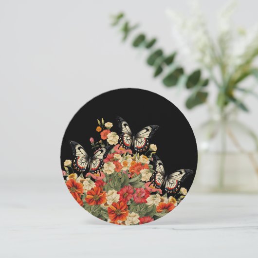 ドットアートマンダラインサートフローラ蝶ノートカード サンキューカード (スタンド正面)