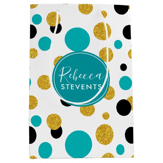 ドットエレガントカラフルパターン ミディアムペーパーバッグ (正面)