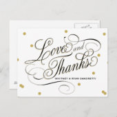 ドットエレガント金ゴールドありがとう ポストカード (正面/裏面)
