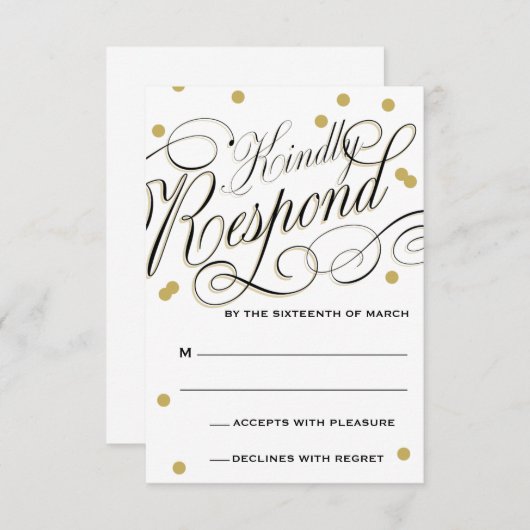 ドットエレガント金ゴールド応答 出欠カード (正面/裏面)