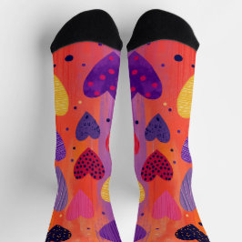 ドットカラフルとドット付き垂直ハートストライプ ソックス