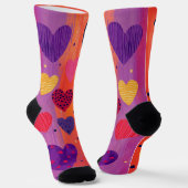 ドットカラフルとドット付き垂直ハートストライプ ソックス (傾斜あり)