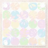 ドットカラフルとリーフパターン1980sスタイルコースター ガラスコースター (裏面)