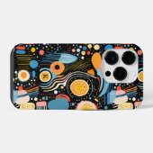 ドットカラフルと抽象芸術図形のパターン iPhoneケース (裏面横)
