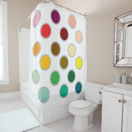 ドットカラフルと白 シャワーカーテン