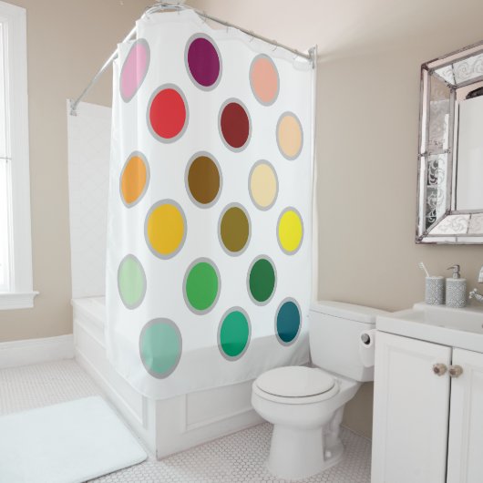 ドットカラフルと白 シャワーカーテン (インサイチュ)
