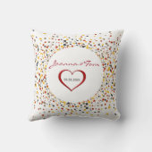 ドットカラフルと赤いハート クッション (裏面)