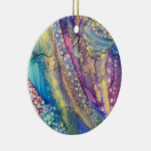 ドットカラフルアルコールインク液体抽象芸術アート1 セラミックオーナメント (右)