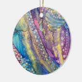 ドットカラフルアルコールインク液体抽象芸術アート1 セラミックオーナメント (左)