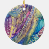 ドットカラフルアルコールインク液体抽象芸術アート1 セラミックオーナメント (裏面)
