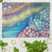 ドットカラフルアルコールインク液体抽象芸術アート2 キッチンタオル (折り畳み)