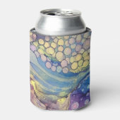 ドットカラフルアルコールインク液体抽象芸術アート2 缶クーラー (缶正面)