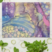 ドットカラフルアルコールインク液体抽象芸術アート4 キッチンタオル (折り畳み)