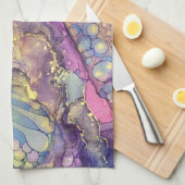 ドットカラフルアルコールインク液体抽象芸術アート4 キッチンタオル (四つ折り)