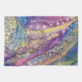ドットカラフルアルコールインク液体抽象芸術アート4 キッチンタオル (横)