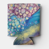 ドットカラフルアルコールインク液体抽象芸術アート4 缶クーラー (正面)