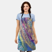 ドットカラフルアルコールインク液体抽象芸術アート エプロン (着用した状態)