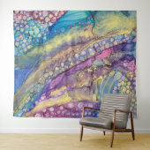 ドットカラフルアルコールインク液体抽象芸術アート タペストリー (インサイチュ(横))
