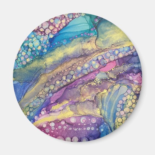 ドットカラフルアルコールインク液体抽象芸術アート マグネット (正面)