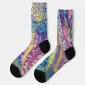 ドットカラフルアルコールインク液抽象芸術 ソックス (左)