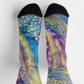 ドットカラフルアルコールインク液抽象芸術 ソックス (上部)